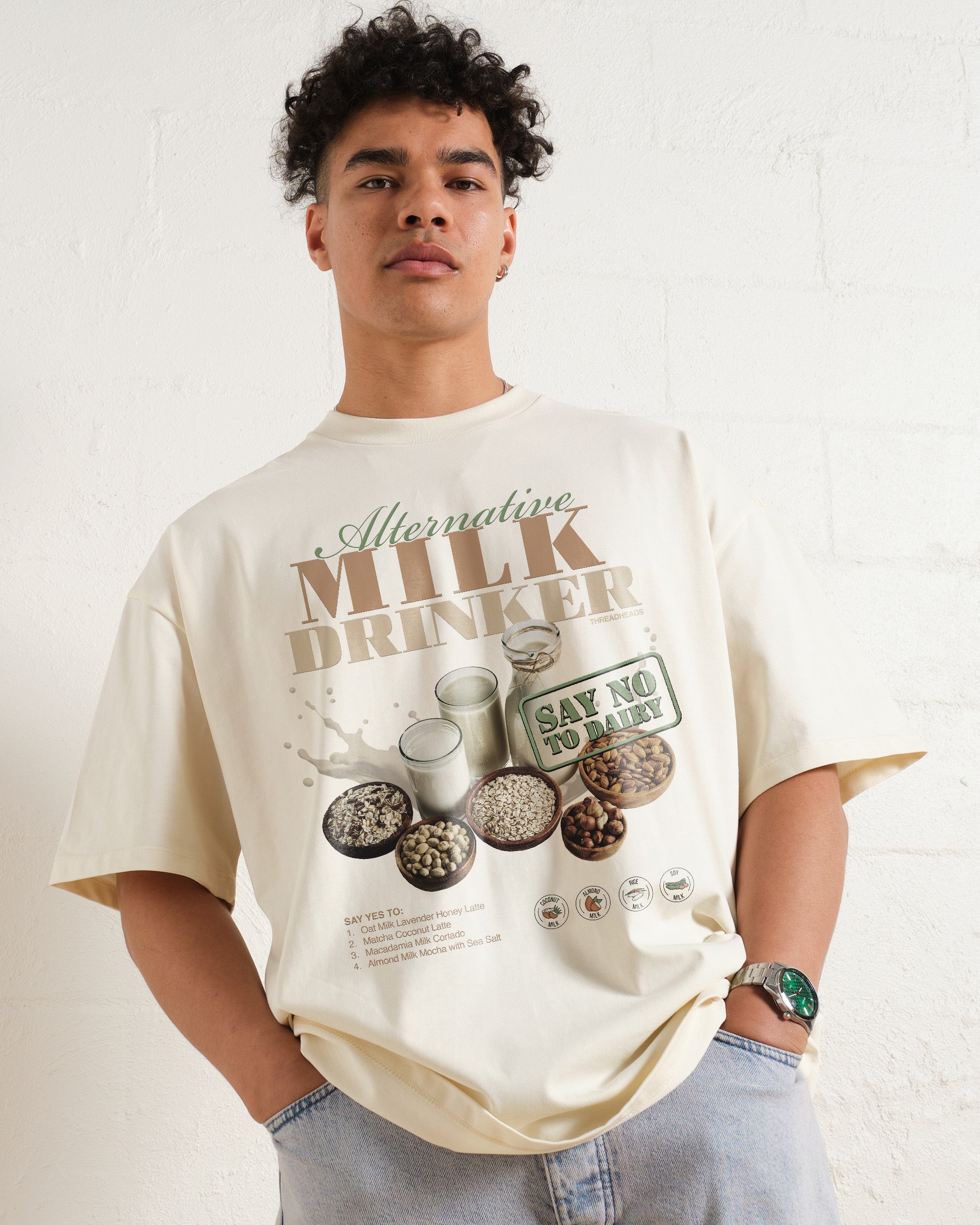 Alternative Milk Drinker Oversized Graphic Tee - Unisex 100% Combed Cotton
