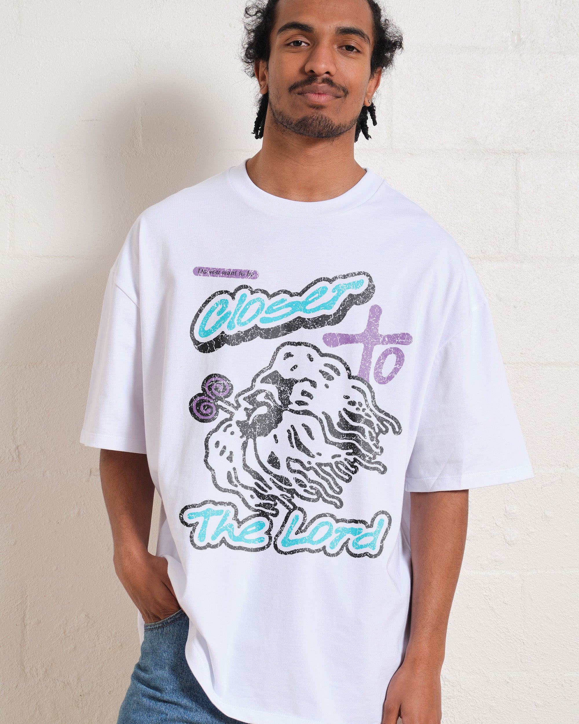 Closer To The Lord Oversized Graphic Tee - Unisex 90s Boxy Fit 100% Combed Cotton