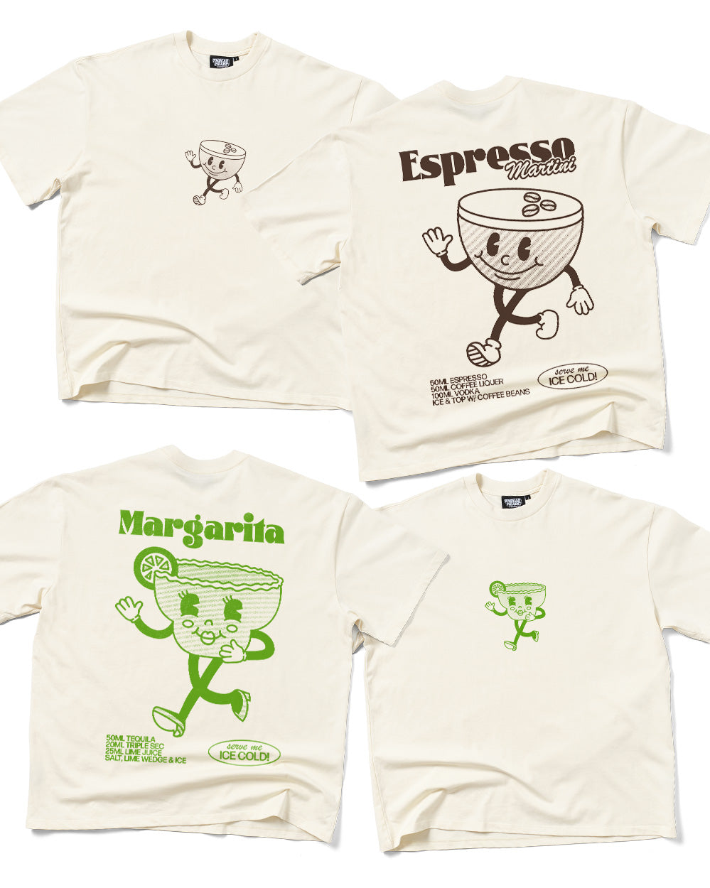 Cocktail Oversized Tee Bundle 2-Pack - Espresso Martini Margarita Graphic Tees