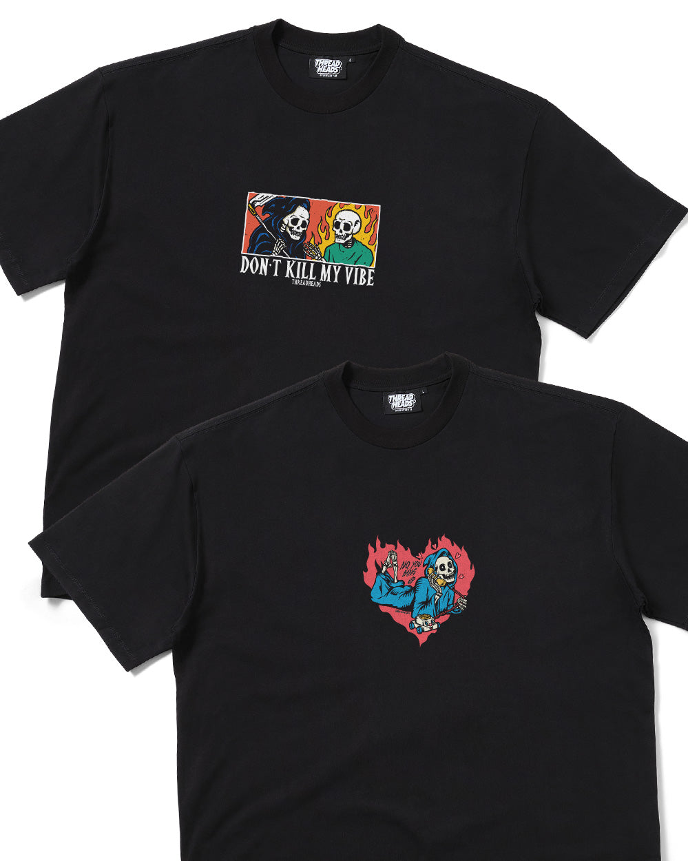 Dark Oversized Don't Kill My Vibe & No You Hang Up Tee Bundle 2-Pack