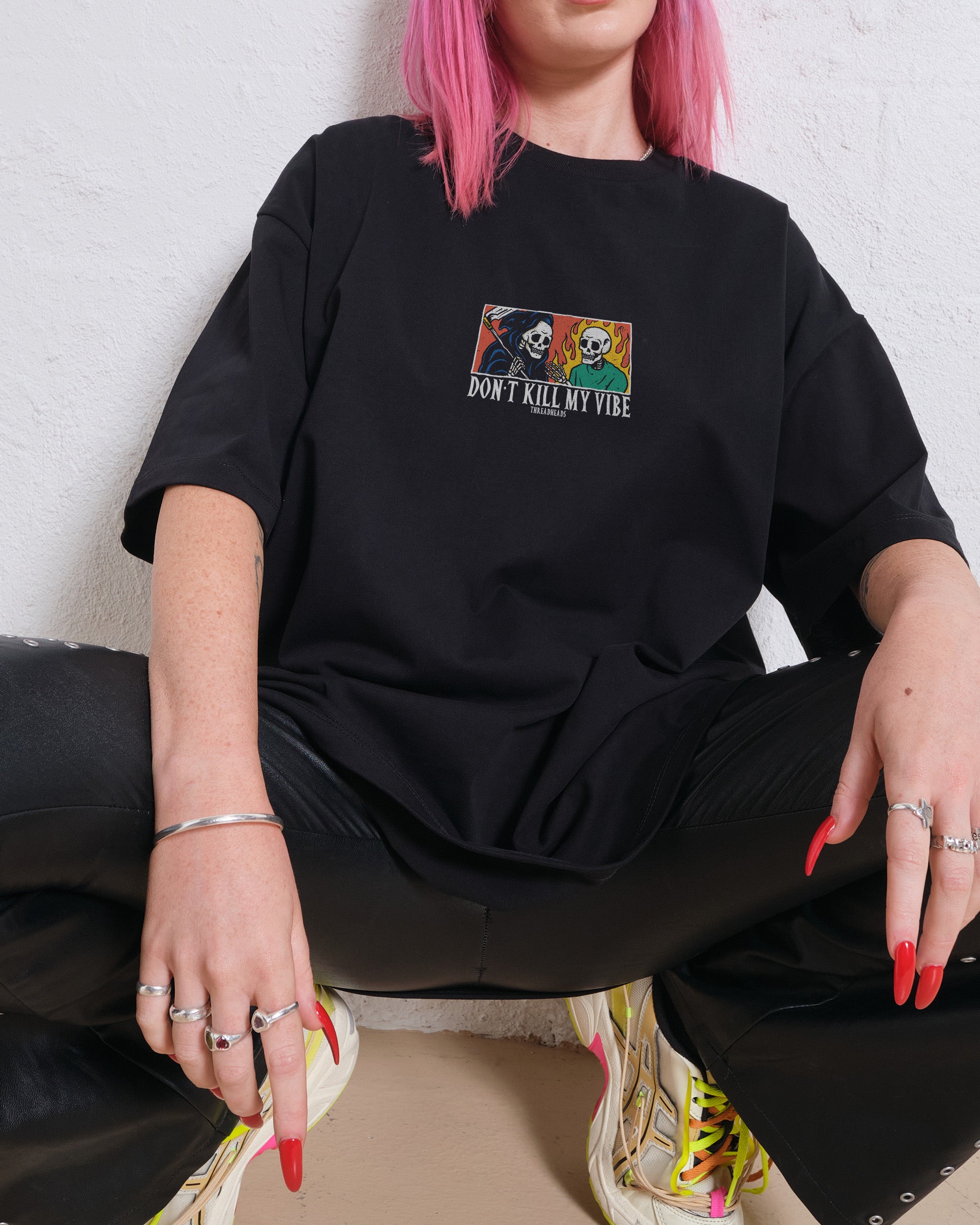 Dark Oversized Don't Kill My Vibe & No You Hang Up Tee Bundle 2-Pack