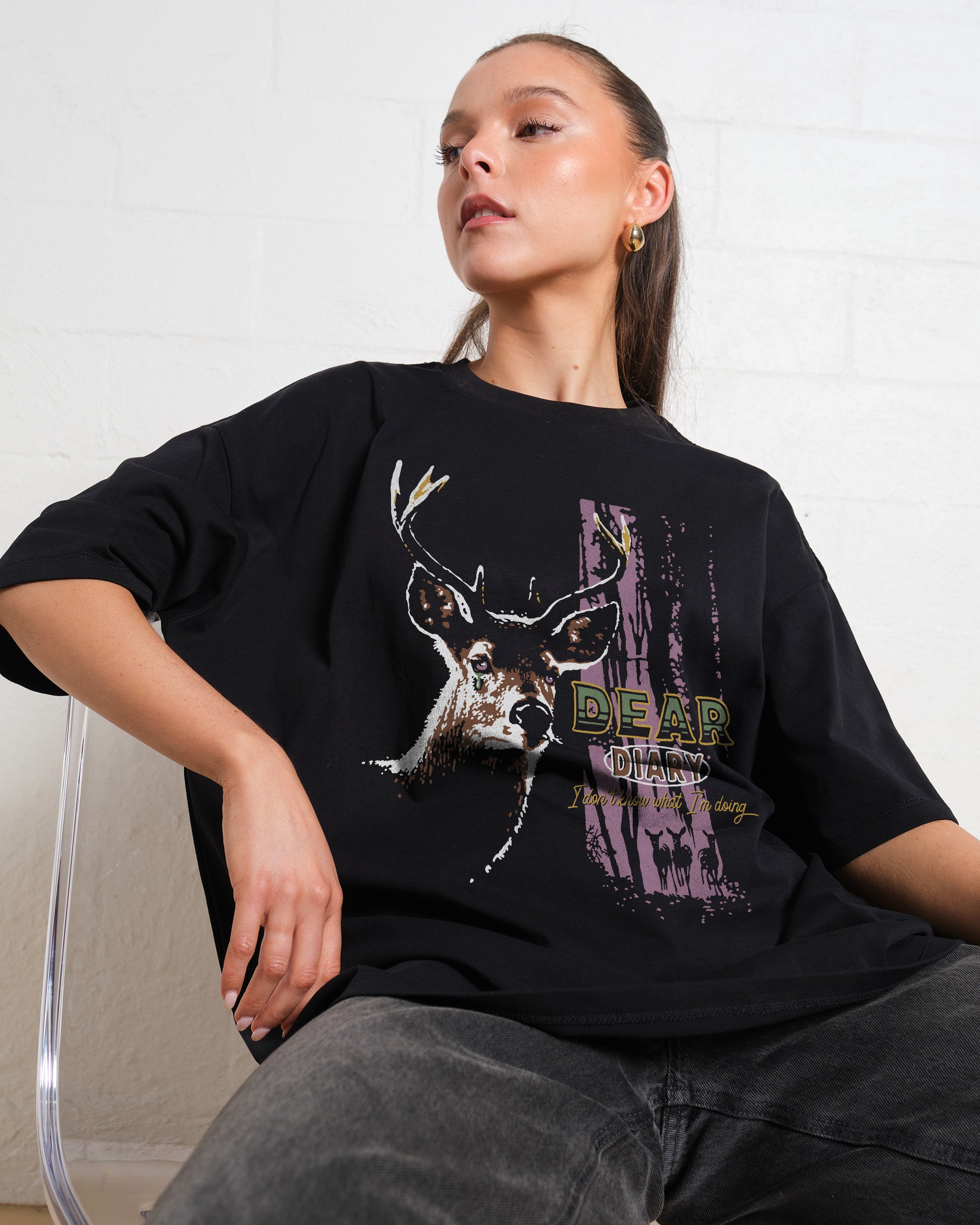 Dear Diary Oversized Graphic Tee - 90s Boxy Fit, Heavyweight 100% Combed Cotton, Unisex