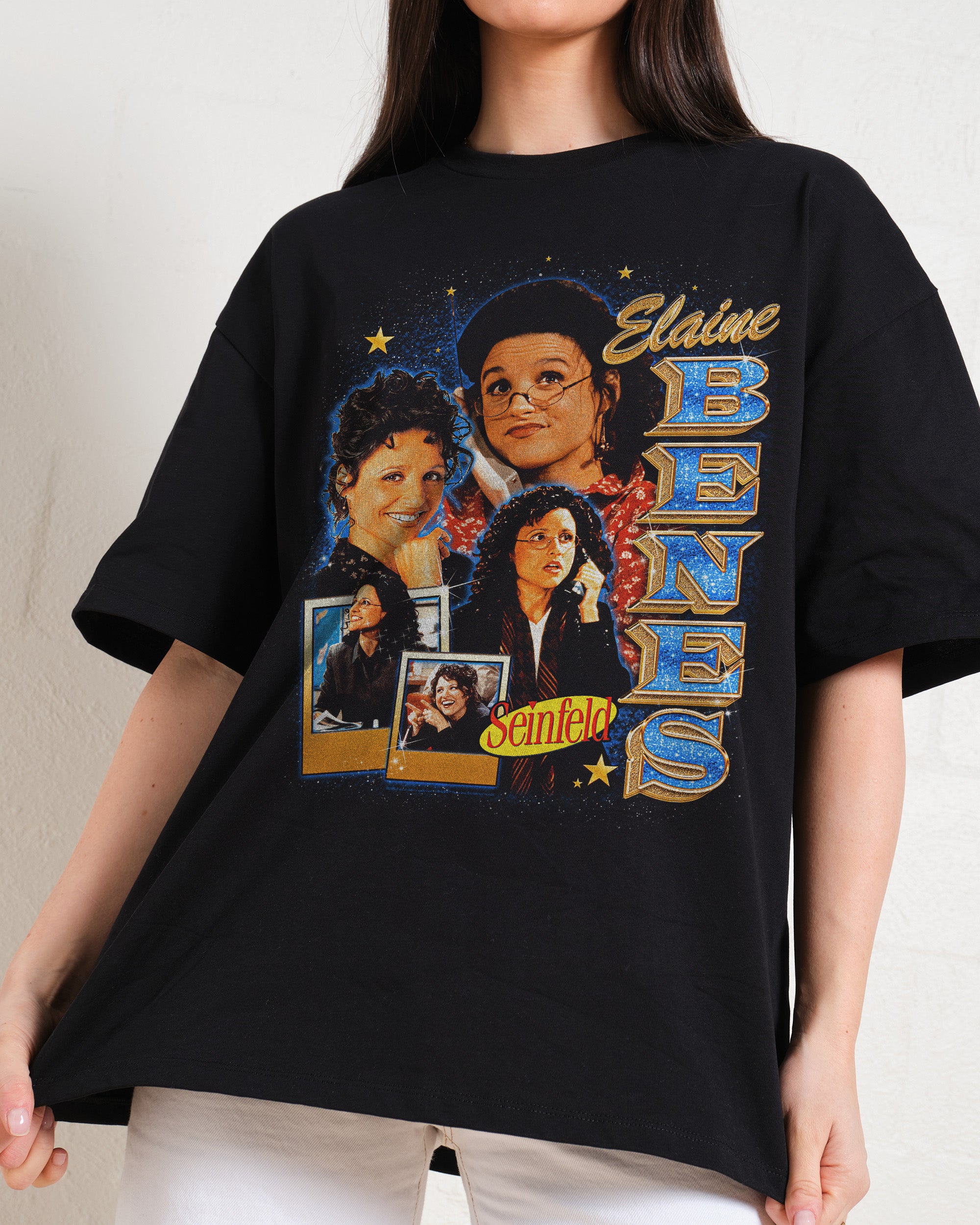Elaine Benes Oversized Graphic Tee - Seinfeld Collab, Unisex 90s Boxy Fit, Heavyweight Cotton