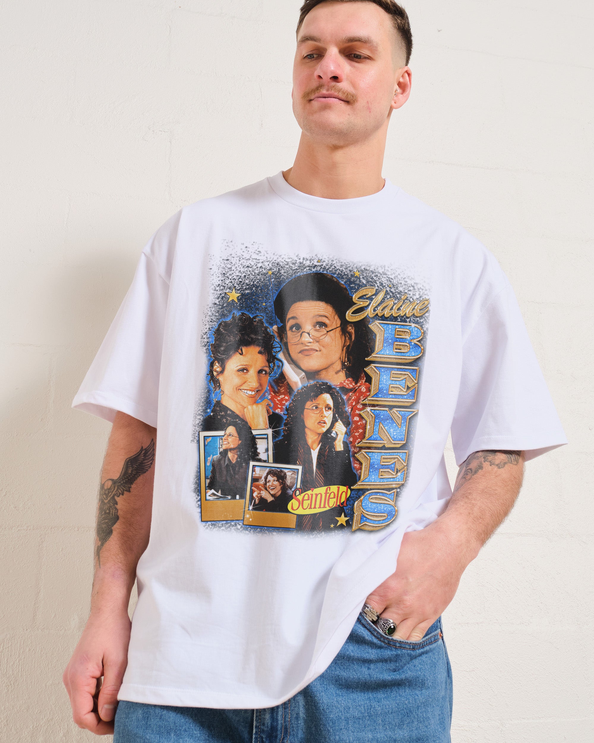Elaine Benes Oversized Graphic Tee - Seinfeld Collab, Unisex 90s Boxy Fit, Heavyweight Cotton