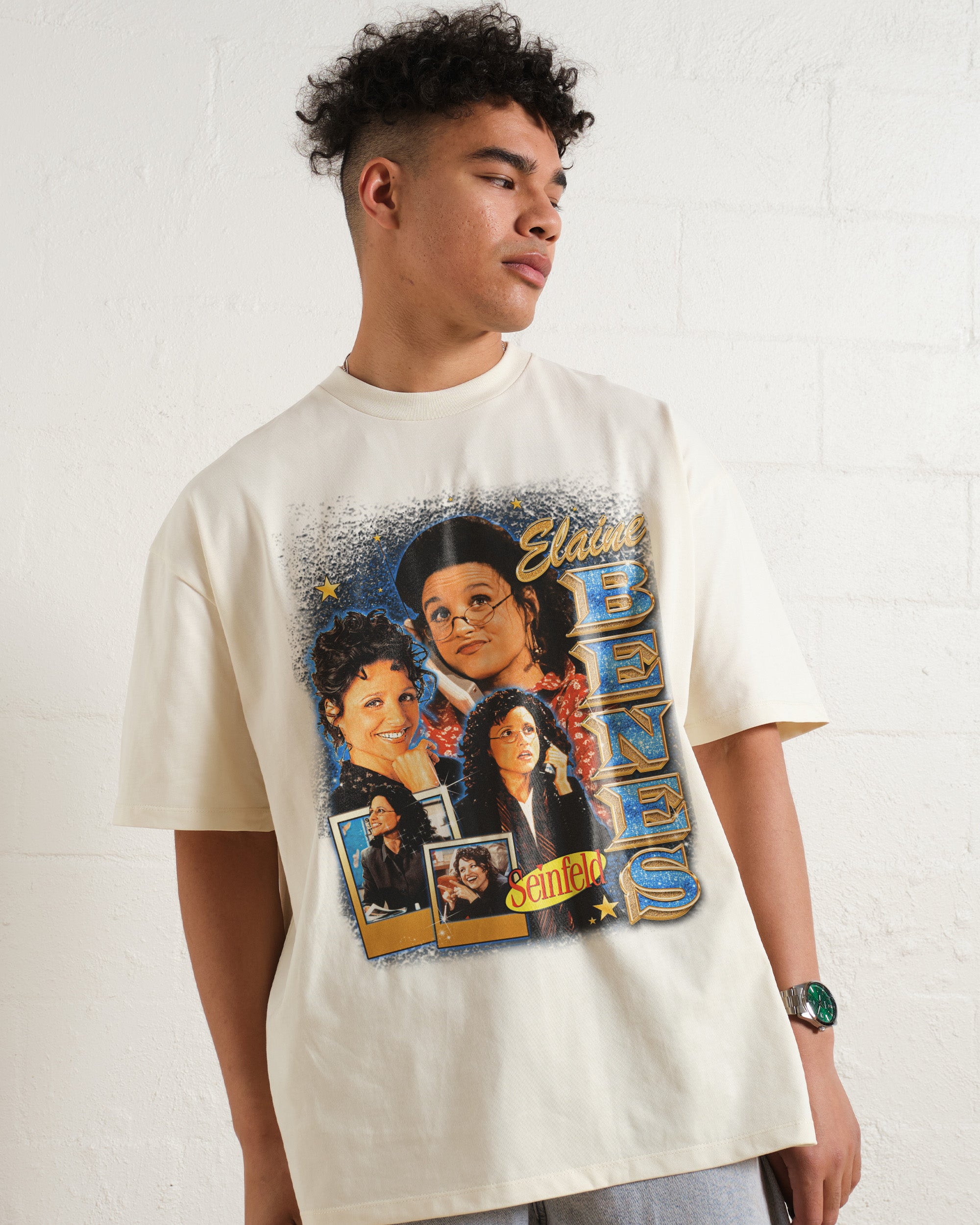 Elaine Benes Oversized Graphic Tee - Seinfeld Collab, Unisex 90s Boxy Fit, Heavyweight Cotton