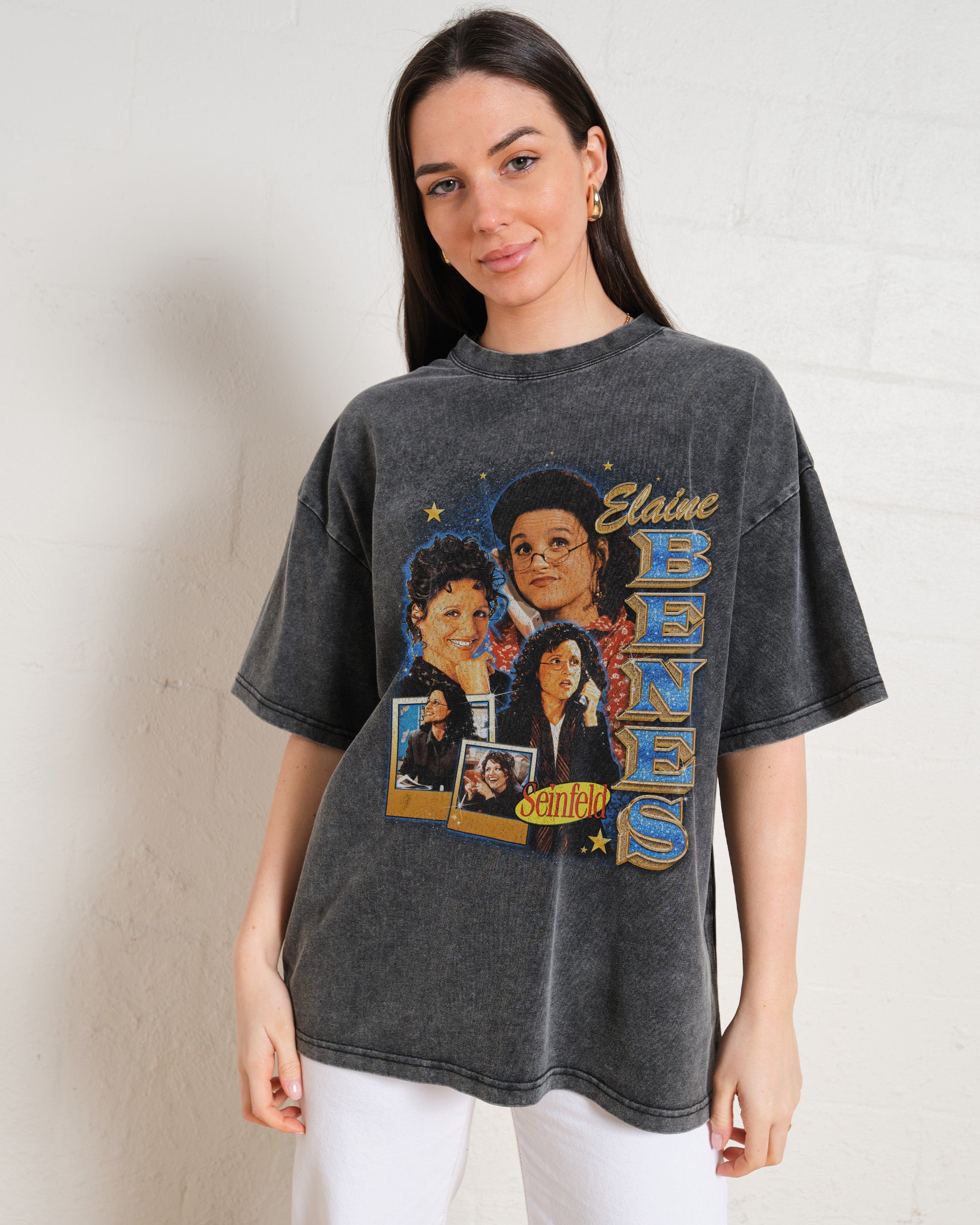 Elaine Benes Oversized Graphic Tee - Seinfeld Collab, Unisex 90s Boxy Fit, Heavyweight Cotton