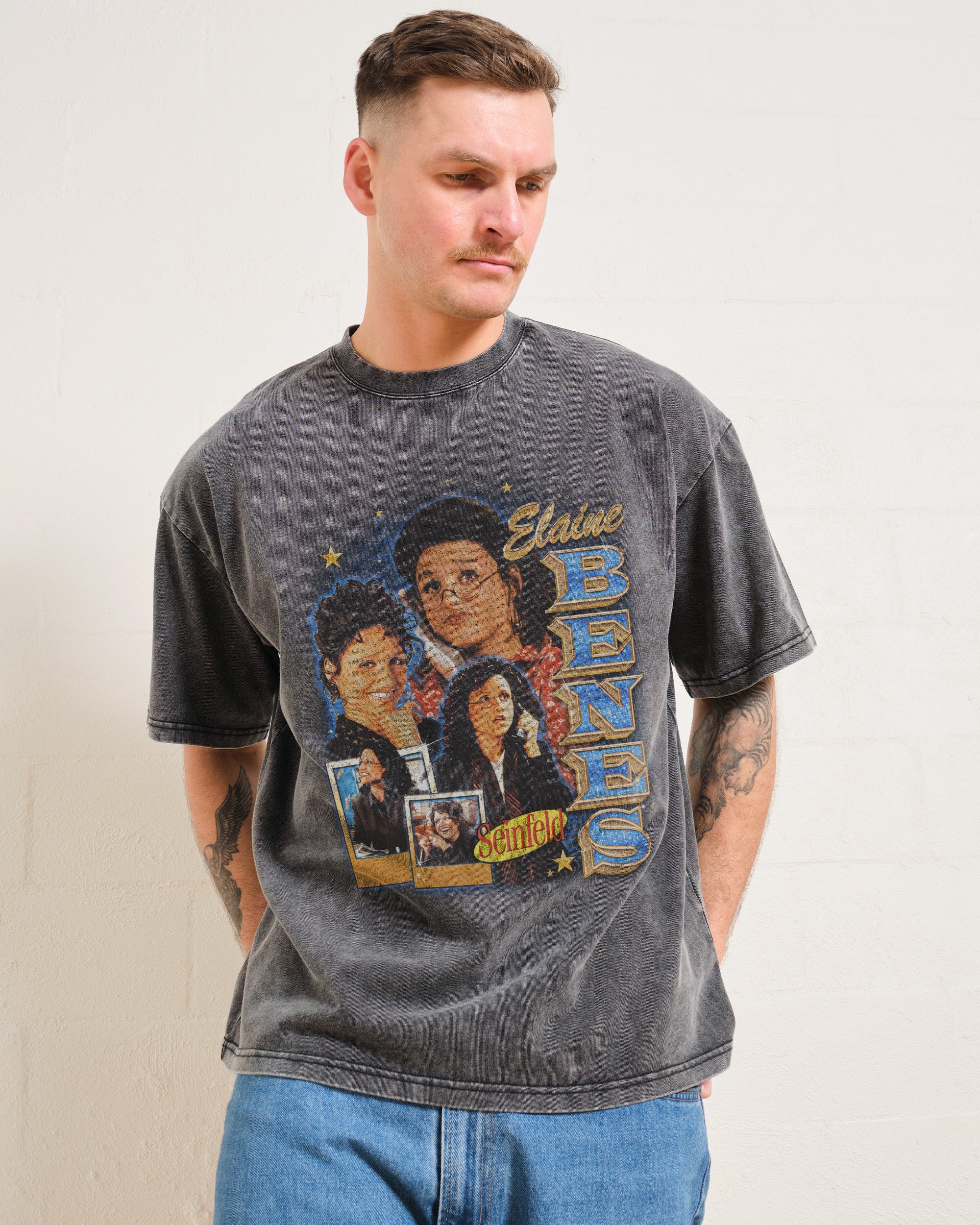 Elaine Benes Oversized Graphic Tee - Seinfeld Collab, Unisex 90s Boxy Fit, Heavyweight Cotton