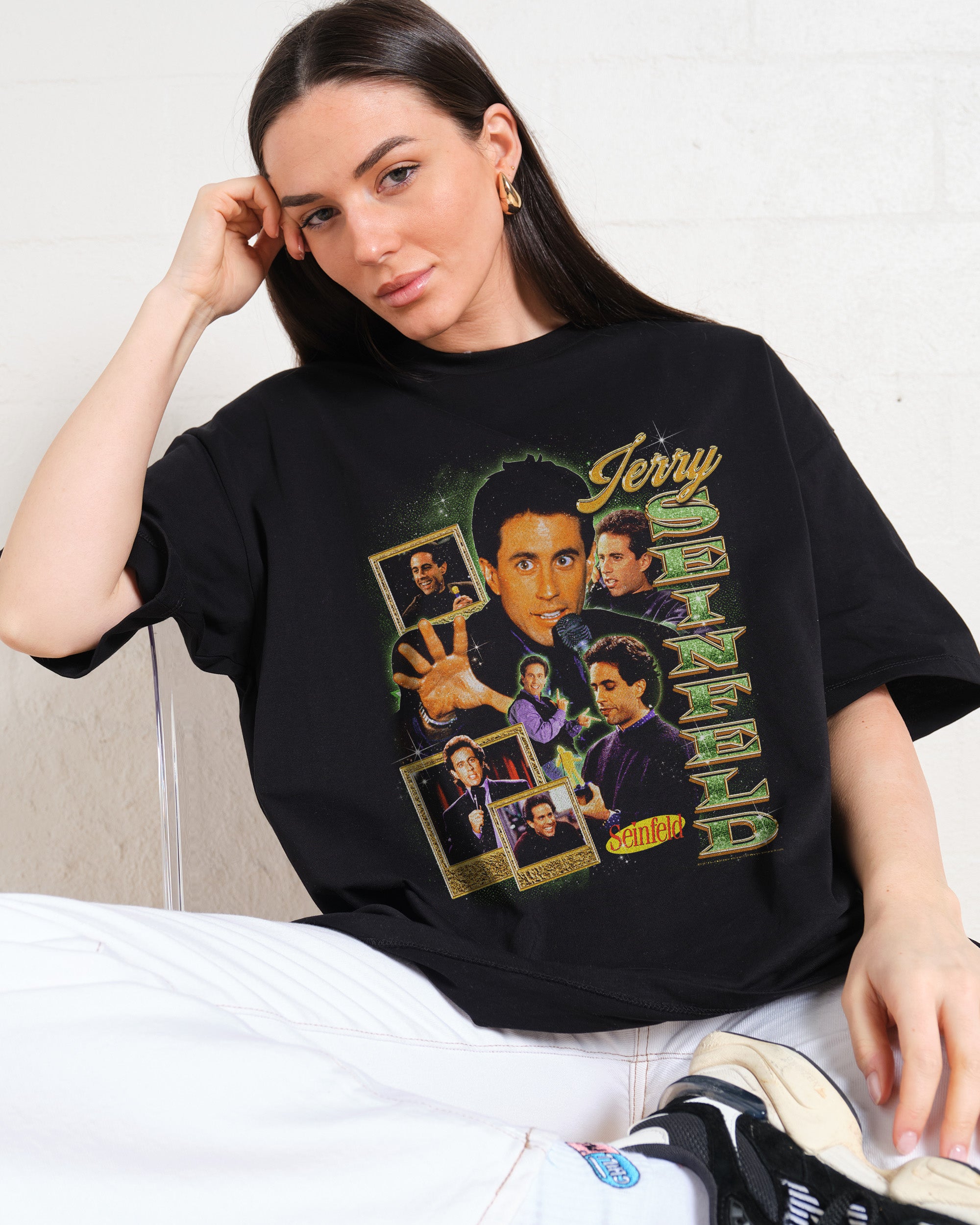 Jerry Seinfeld Oversized Graphic Tee - Unisex 90s Boxy Fit 100% Combed Cotton
