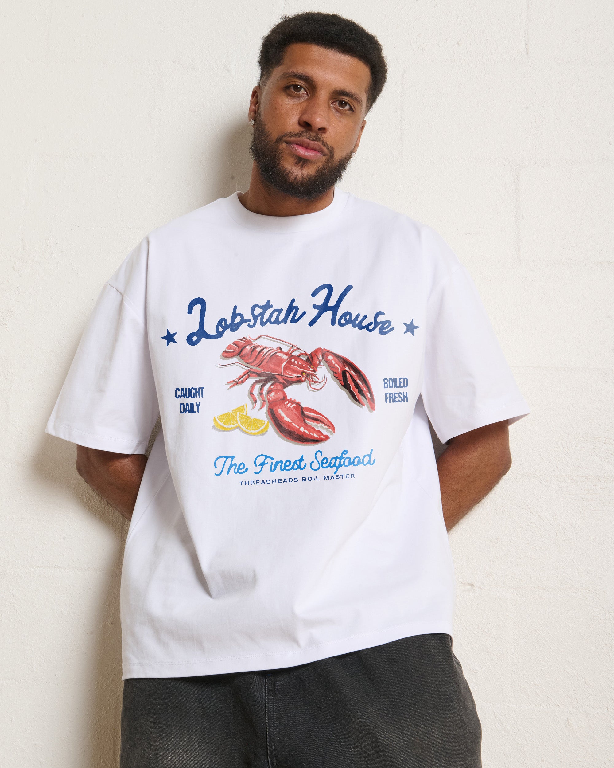 Lobstah Oversized Graphic Tee - Threadheads Unisex 90s Boxy Fit 100% Combed Cotton