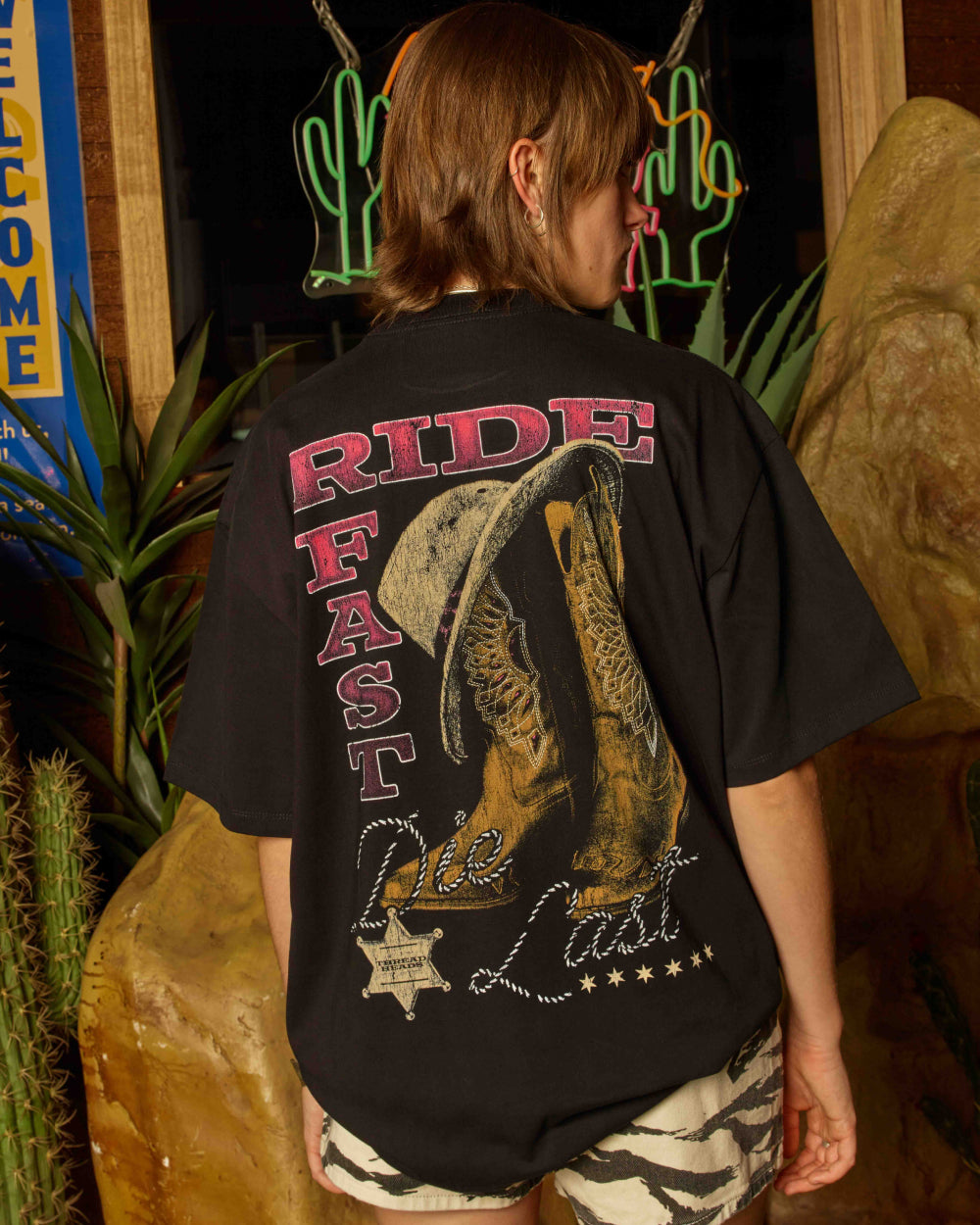 Ride Fast Oversized Graphic Tee - Threadheads Unisex 90s Boxy Fit 100% Combed Cotton