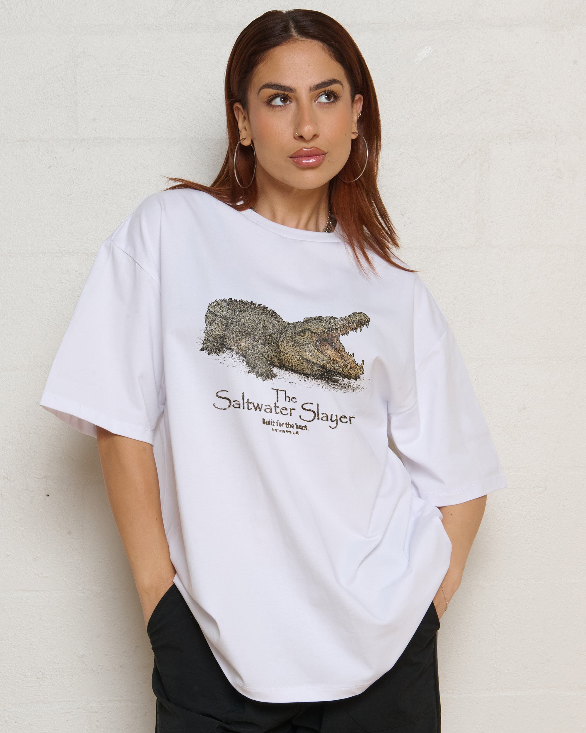 Saltwater Slayer Oversized Graphic Tee - Unisex 90s Boxy Fit 100% Combed Cotton