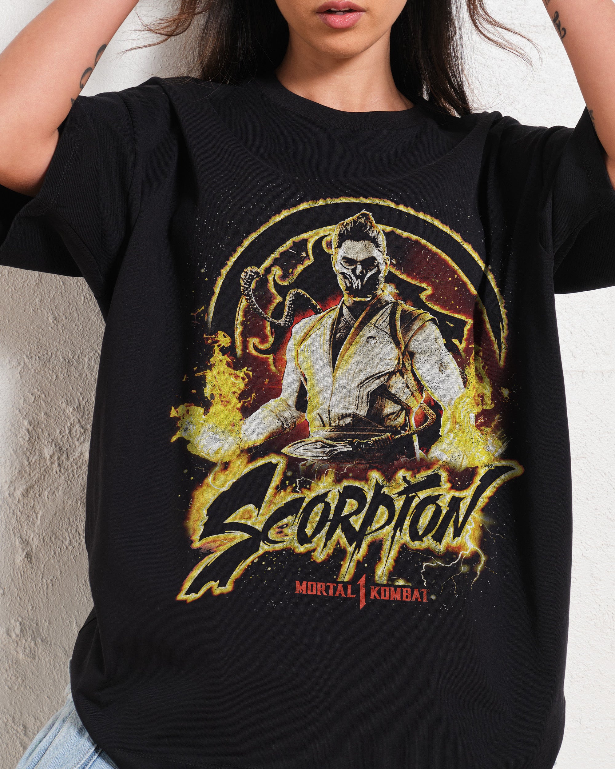 Scorpion Oversized Graphic Tee - Mortal Kombat Collab, 90s Boxy Fit, 100% Combed Cotton