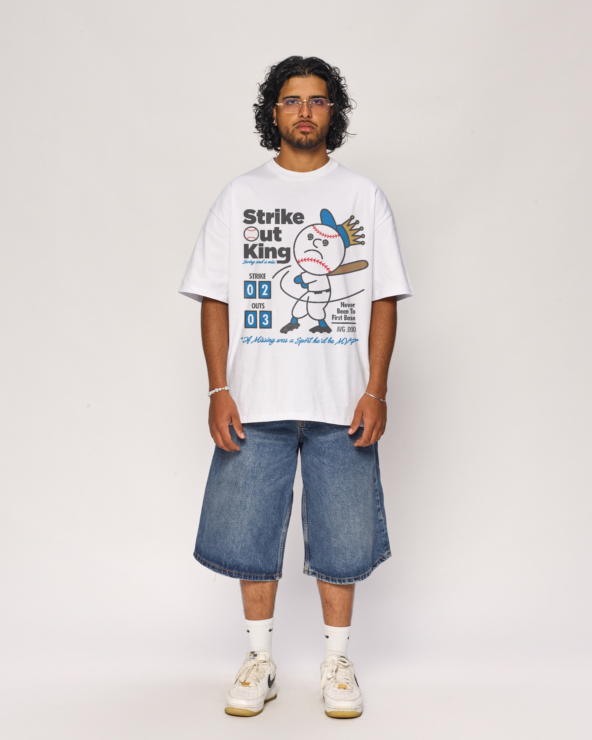 Strike Out King Oversized Graphic Tee - Threadheads 90s Boxy Fit 100% Combed Cotton
