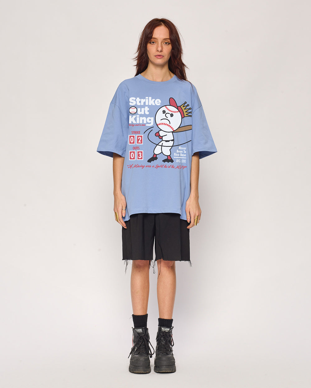 Strike Out King Oversized Graphic Tee - Threadheads 90s Boxy Fit 100% Combed Cotton