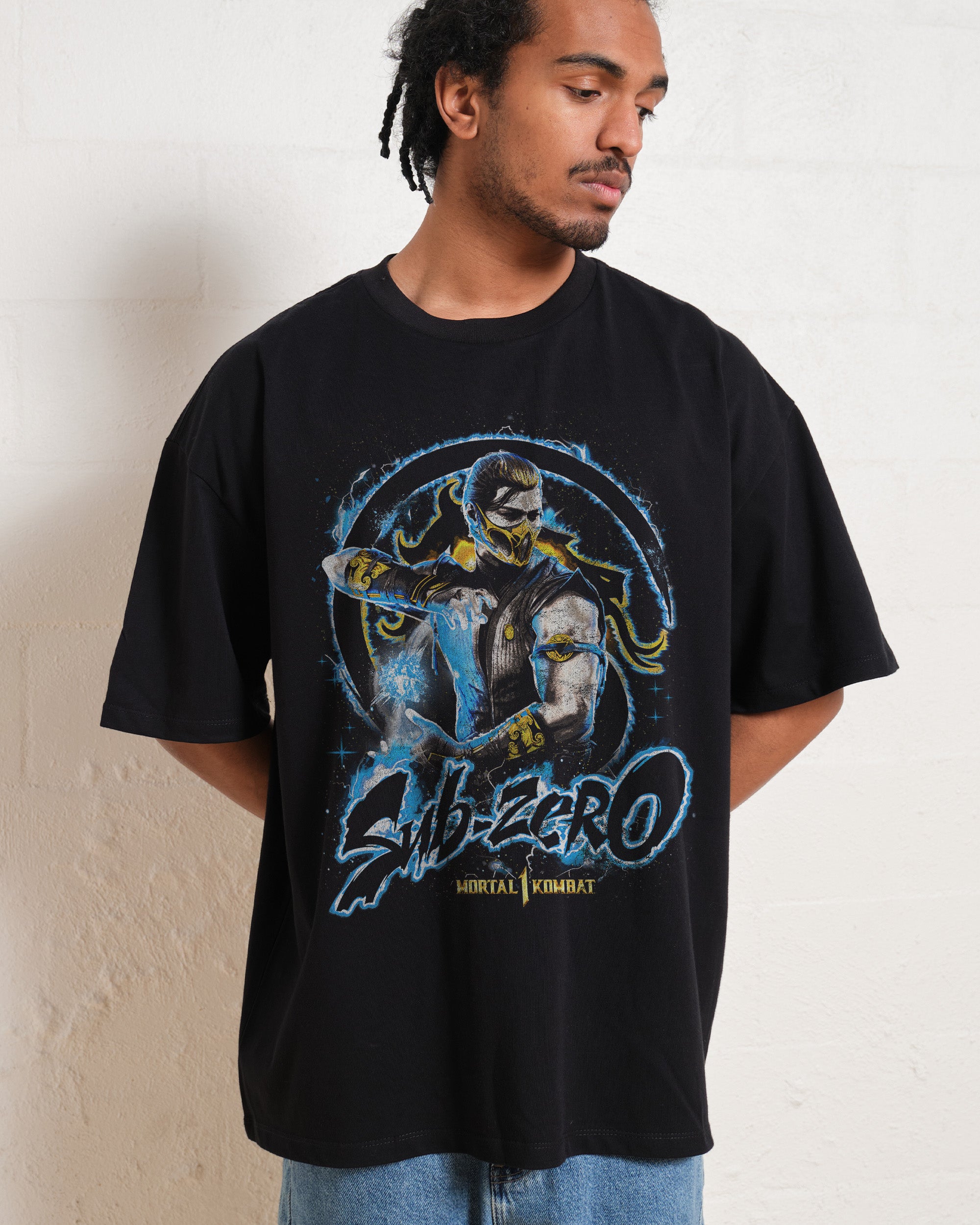 Subzero Oversized Graphic Tee - Mortal Kombat Collab, 90s Boxy Fit, 100% Combed Cotton