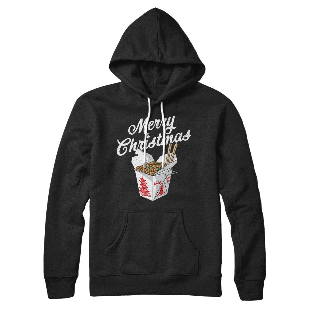 Merry Christmas Takeout Unisex Pullover Hoodie - Cotton Polyester Loose Fit