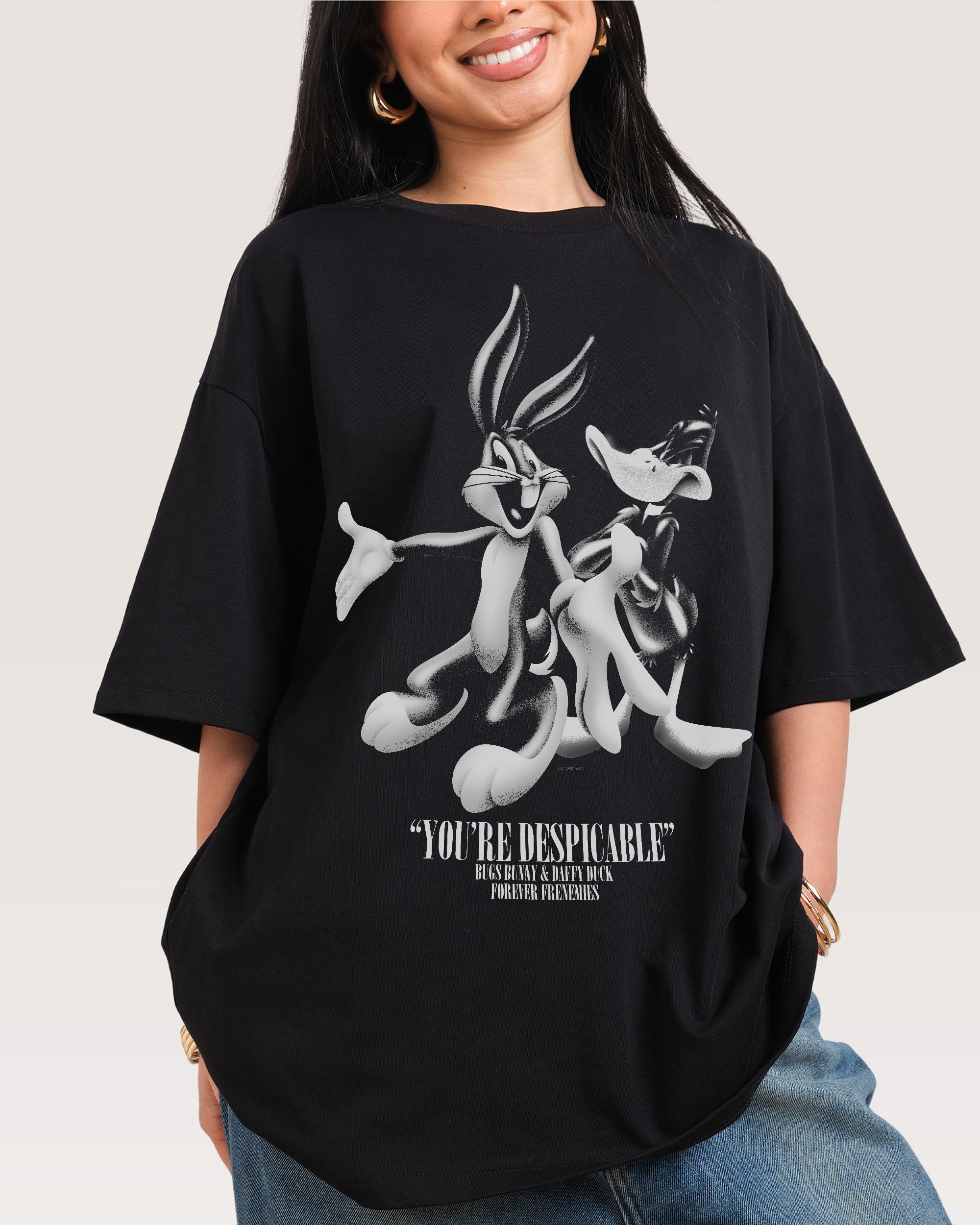 Forever Frenemies Oversized Looney Tunes Graphic Tee Unisex 100% Combed Cotton Heavyweight